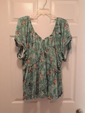 torrid Mint Green Bambi-Print Peasant Tunic